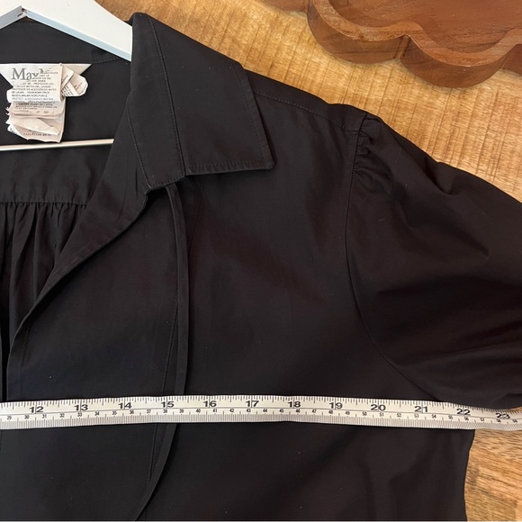 Max Mara Fedora Cotton Poplin Shirt Dress Black Tassel Tie Sleeve Size 12 - Picture 8 of 9